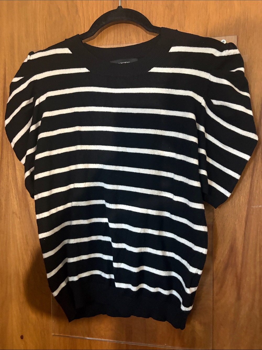 Dokotoo Black & White Striped Puff-Sleeve Women's Top